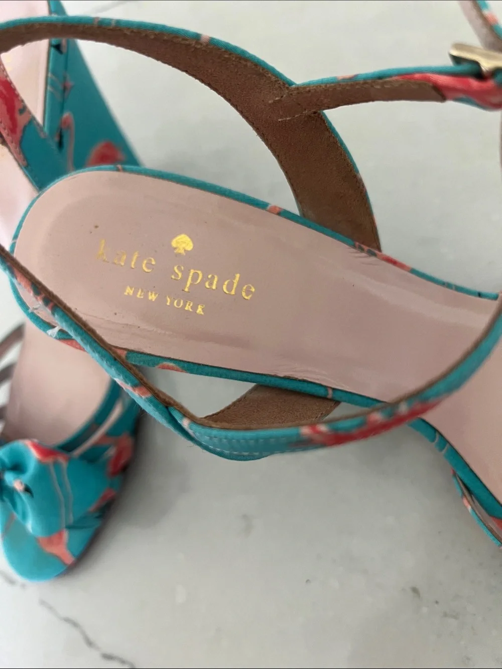 kate spade blue Flamingo Bow Indie Slingback Heels